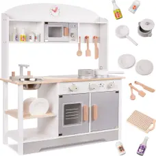 Lasten puinen keittiö MODERN CLASSIC, MDF, tarvikkeineen